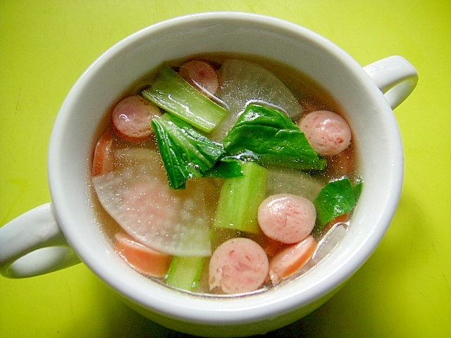 大根とウインナー小松菜のコンソメスープ