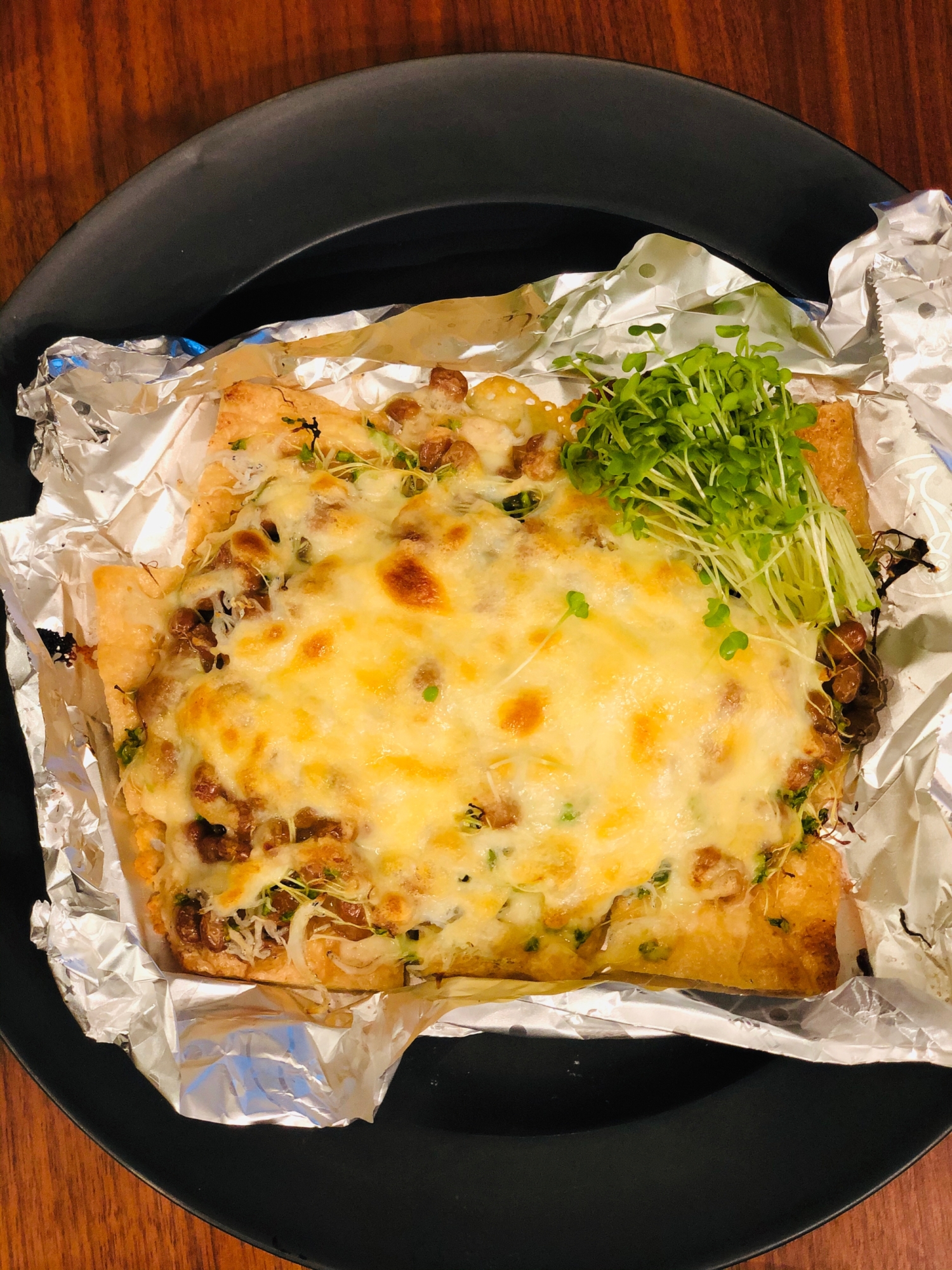 納豆とブロッコリースプライトの京揚げピザ！