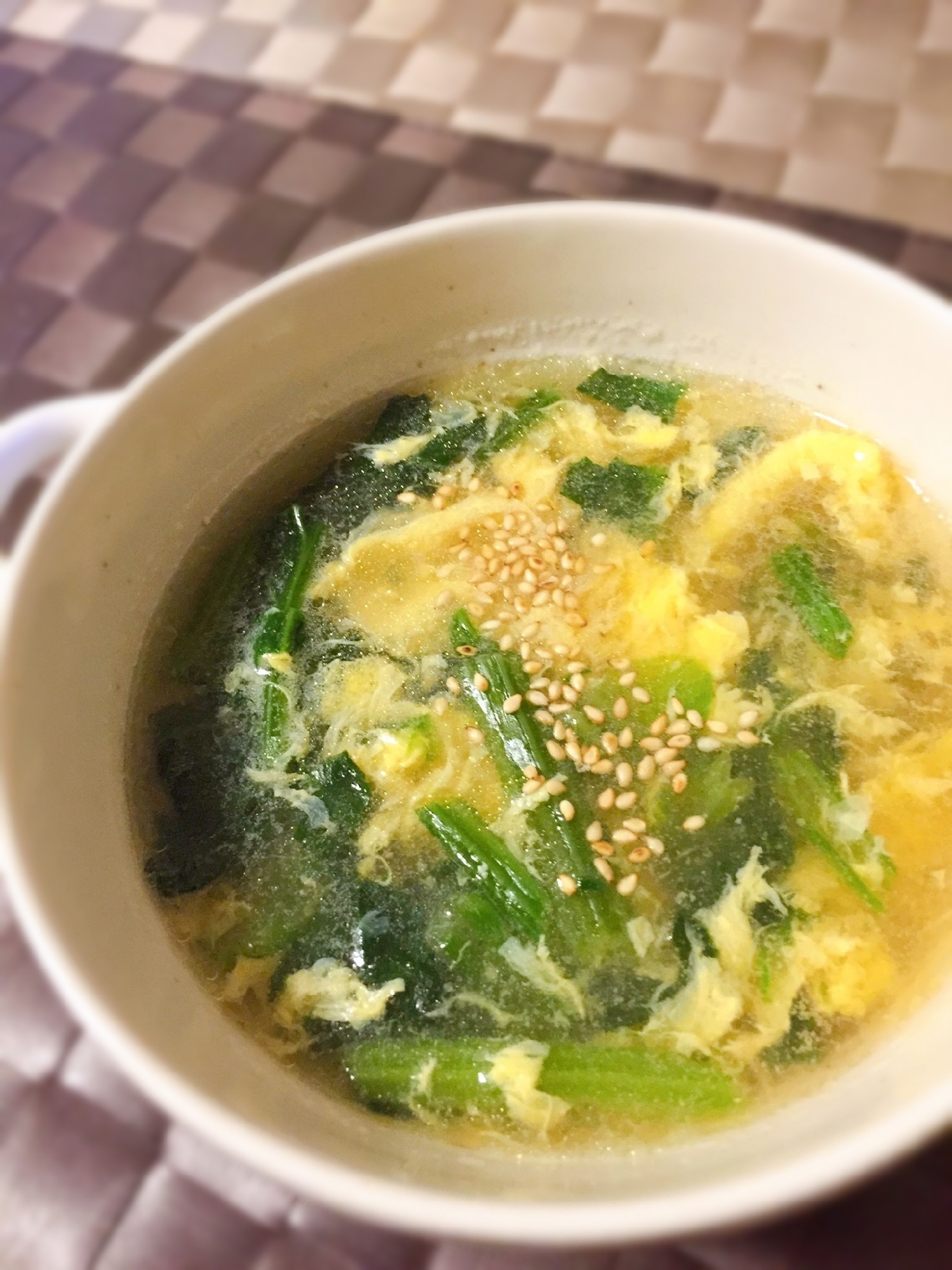 玉子ふんわり＊ほうれん草の中華風スープ
