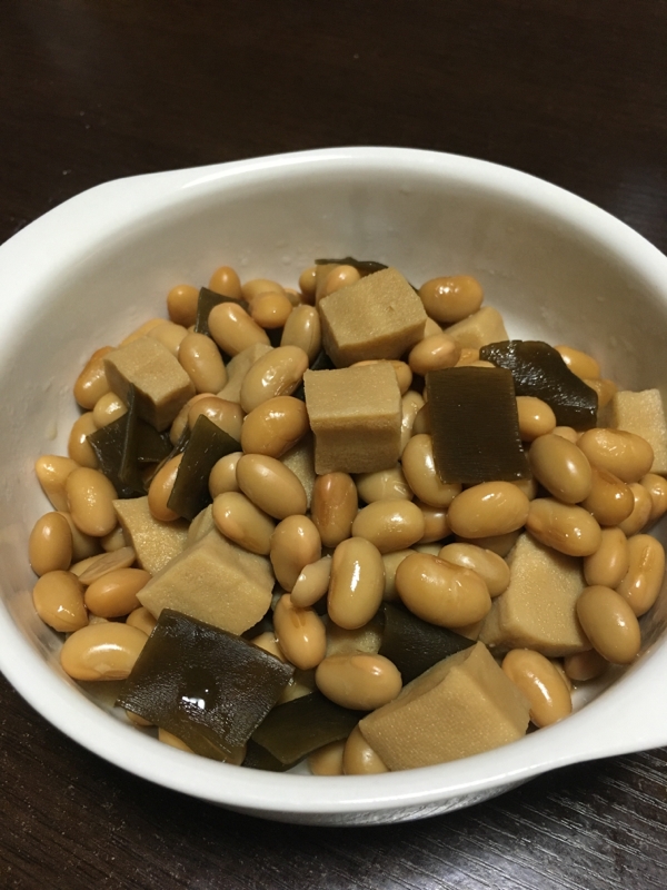 簡単！豆と昆布の高野豆腐煮