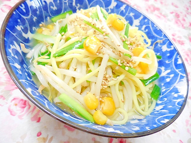 焼きそば麺de❤ニラともやしの中華ラーメン風❤