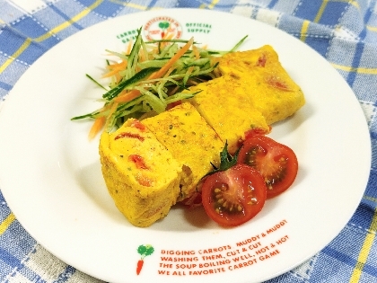 イタリアン♡ミニトマトとバジルの玉子焼き