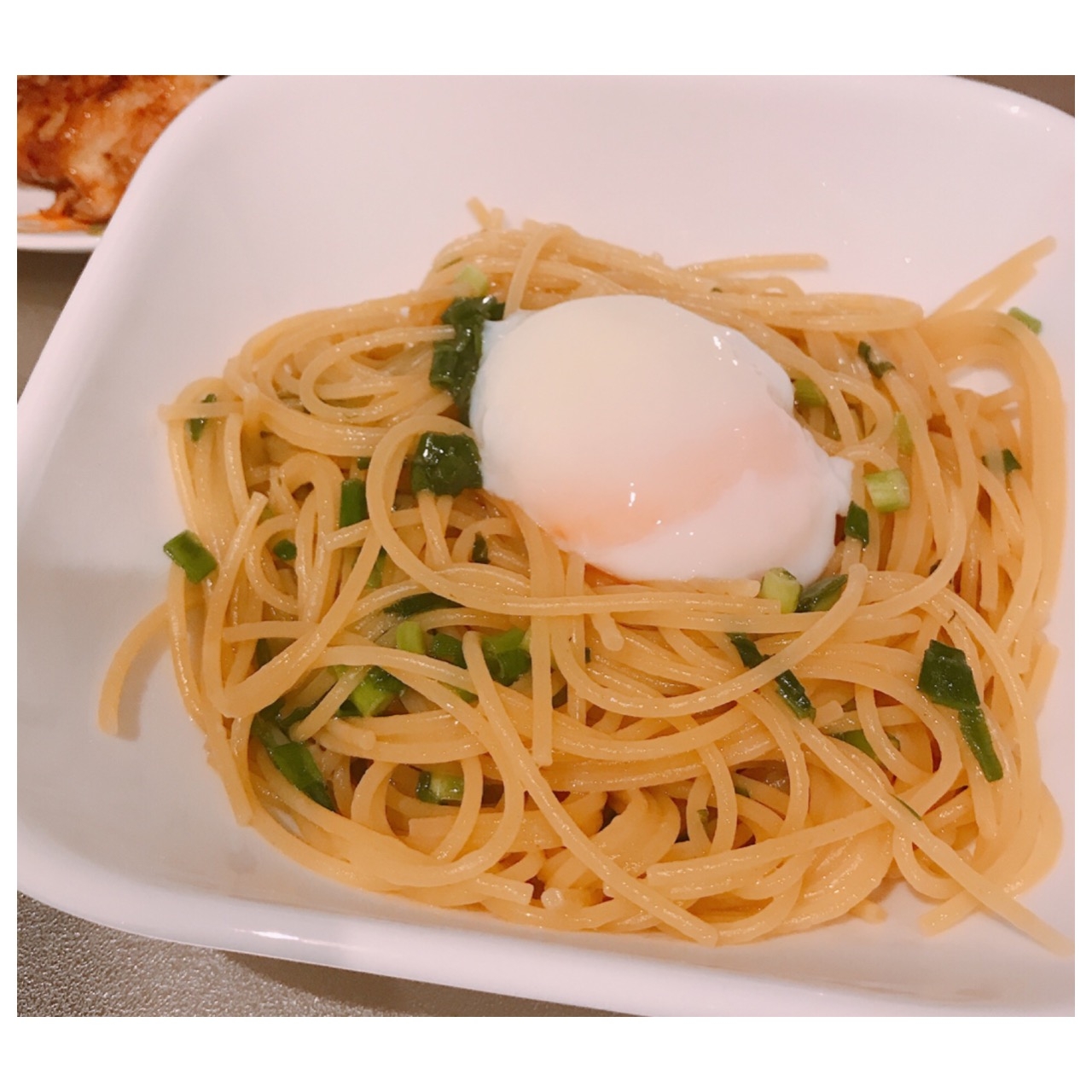 白だしにんにく温玉パスタ！