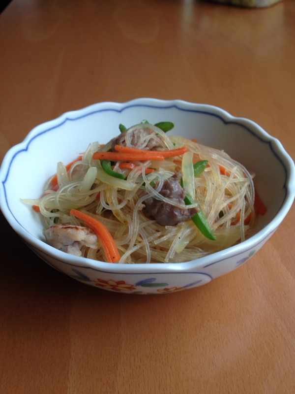 豚こまと野菜と春雨の塩炒め♪