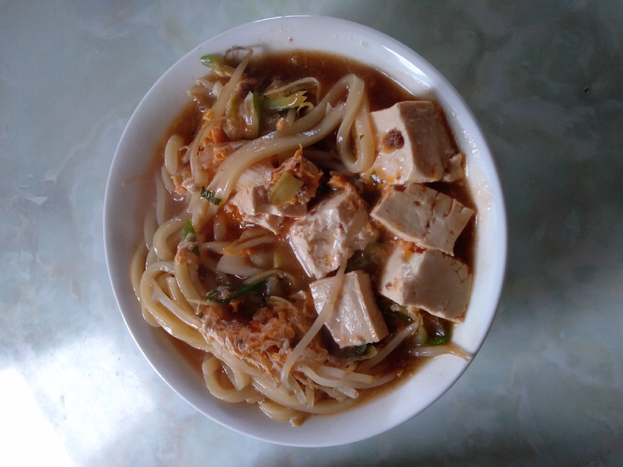 余った麻婆豆腐でうどん