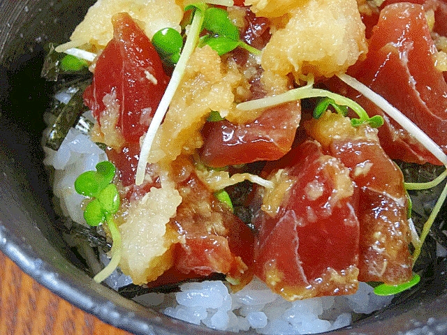 晩酌の〆☆　「漬けマグロおろし丼」