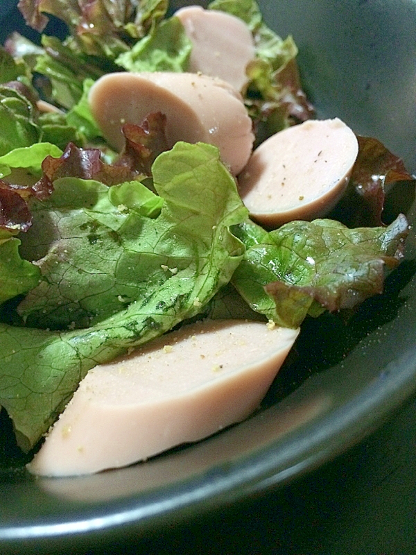 サニーレタスと魚肉ソーセージのシンプルサラダ