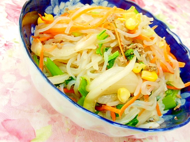 ダシダｄｅ❤糸蒟蒻と彩り野菜とひき肉のチャプチェ風