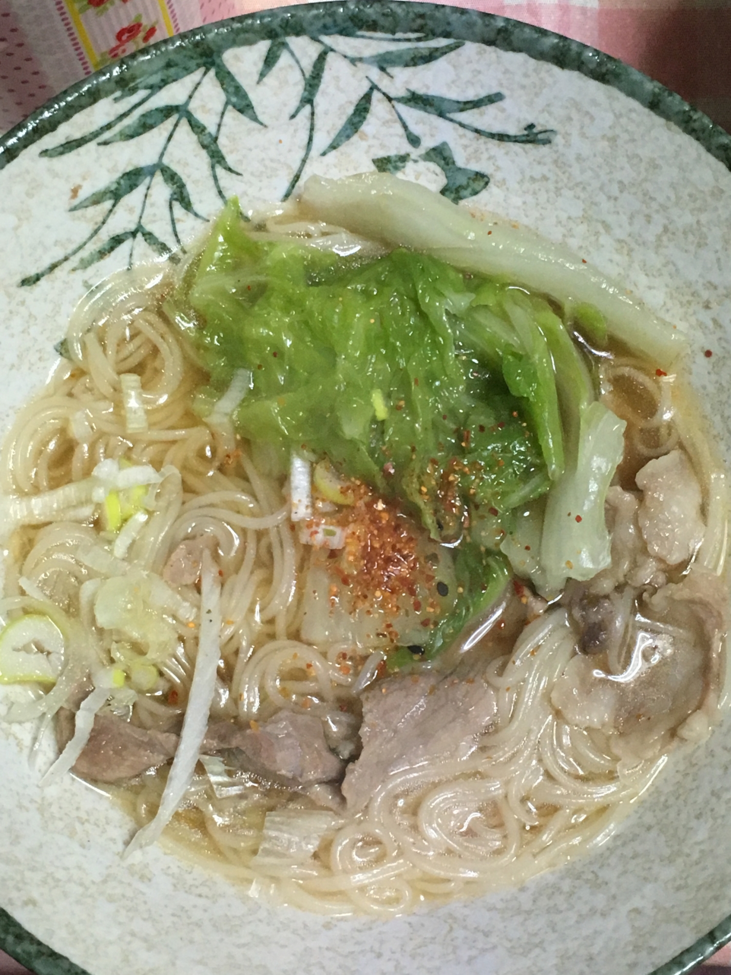 白菜、豚こま、ネギの温素麺