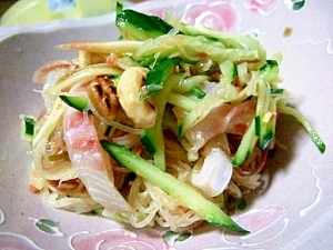 鯛のおさしみde梅風味の中華風サラダ