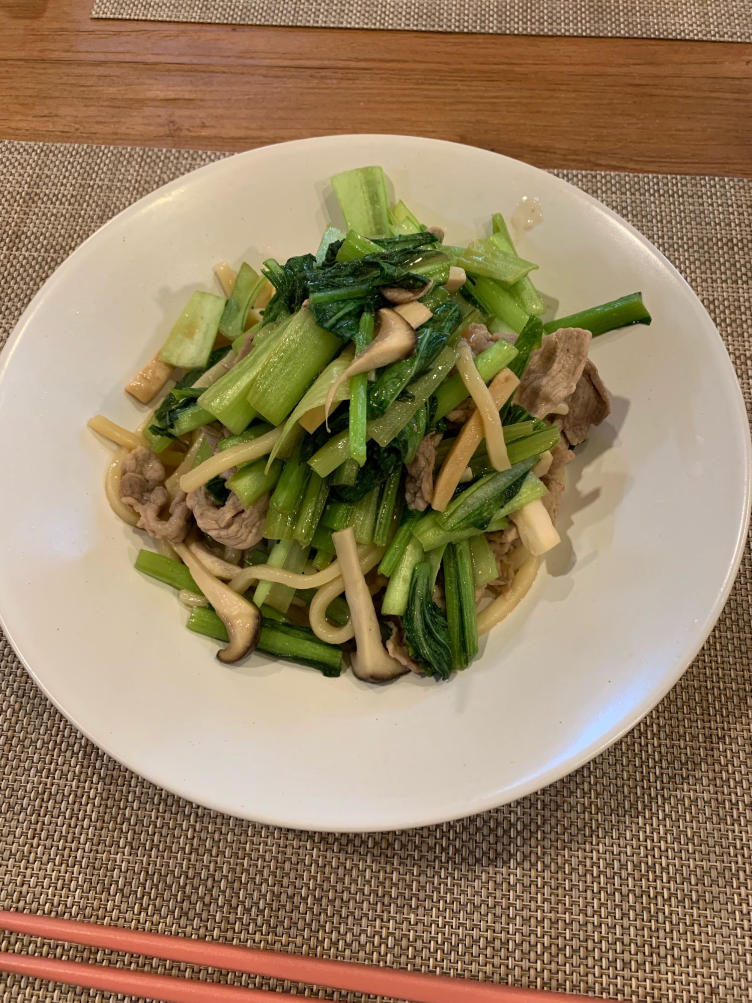 小松菜の焼きうどん