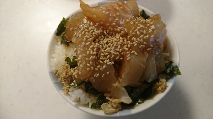 少しの刺身が豪華な一品に(*´ω｀*)
美味しくいただきました。ごちそうさまでした。