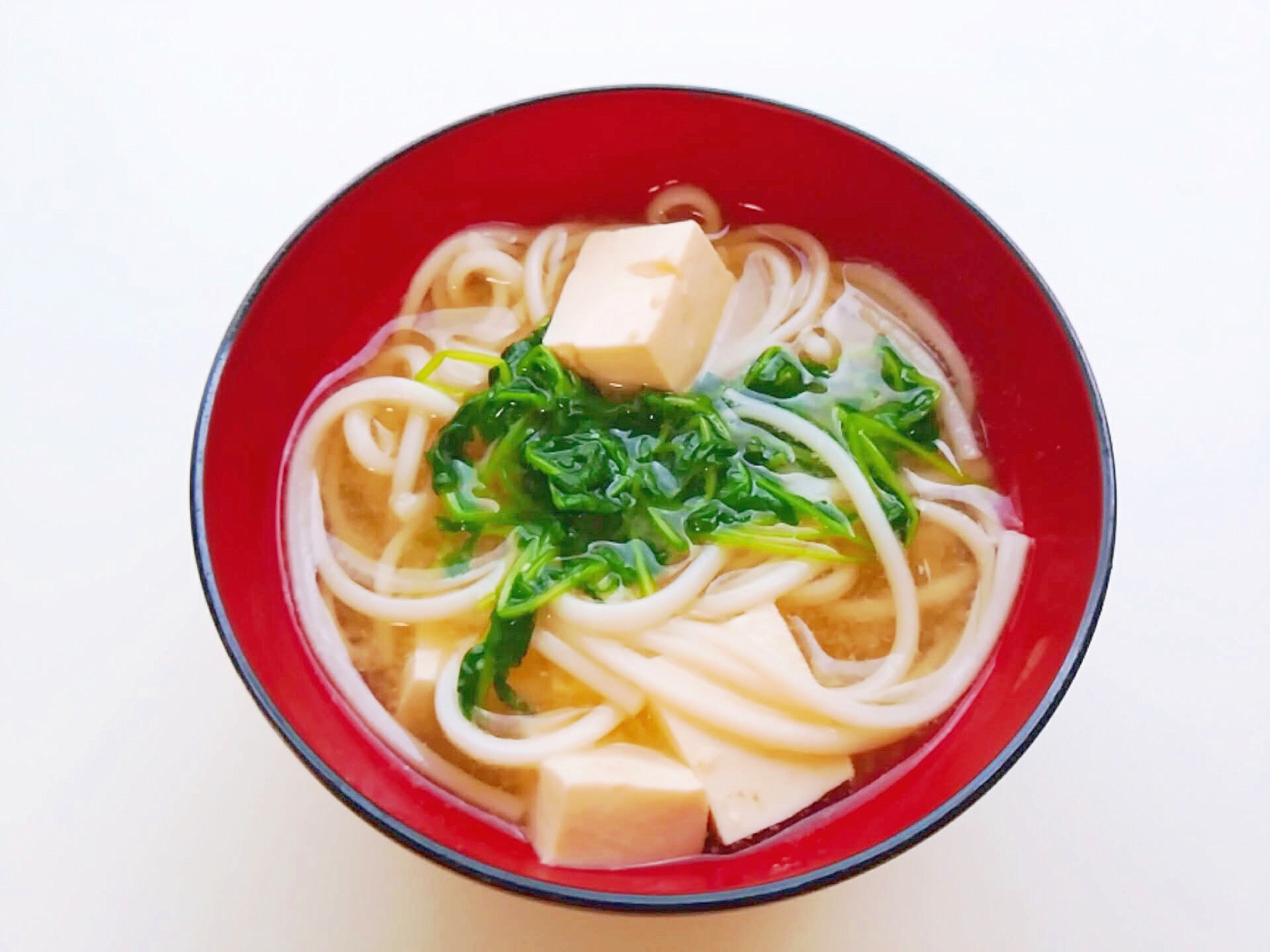 豆腐と素麺と豆苗の味噌汁