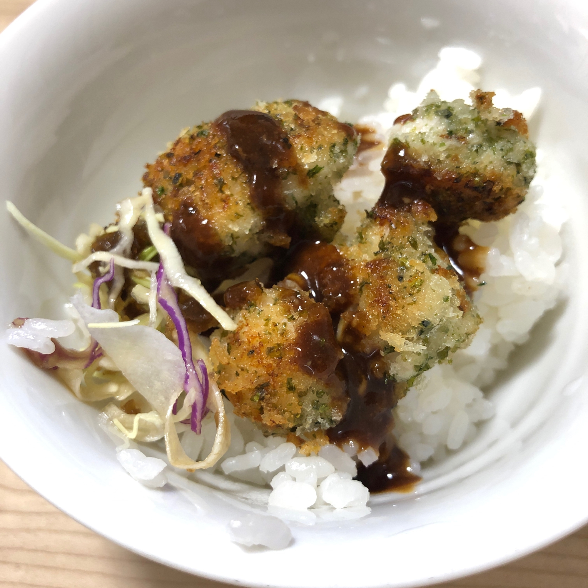 青のりチキンと千切りキャベツ丼