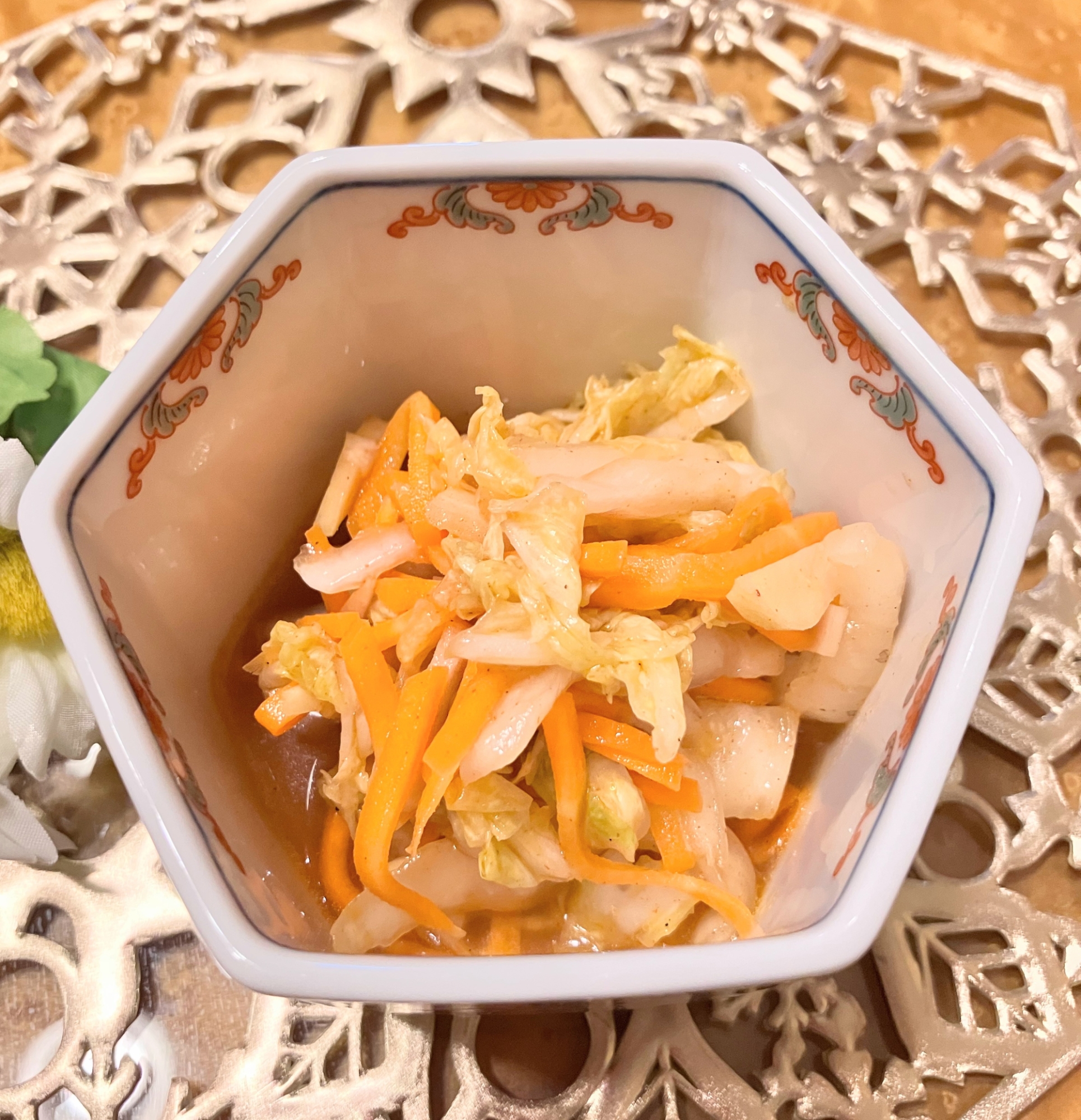 白菜と人参と生姜のスパイシー甘酢漬け