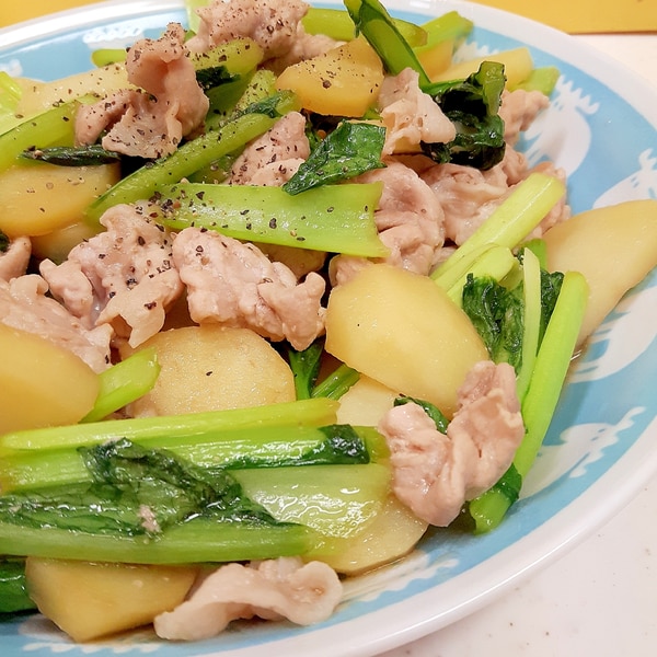 豚肉 小松菜 じゃがいものオイスターソース炒め レシピ 作り方 By Acchan66 楽天レシピ 豚肉 小松菜 じゃがいものオイスターソース炒め レシピ 作り方 By Acchan66 楽天レシピ