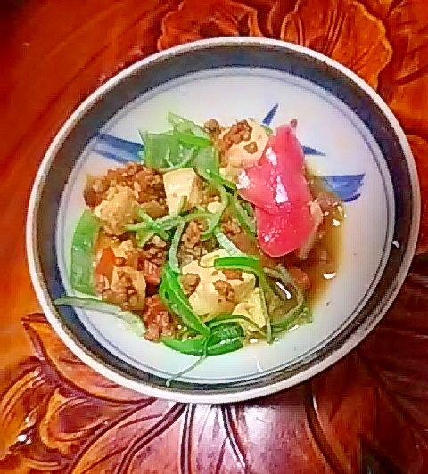 豆腐ひき肉細切りピーマンの煮物