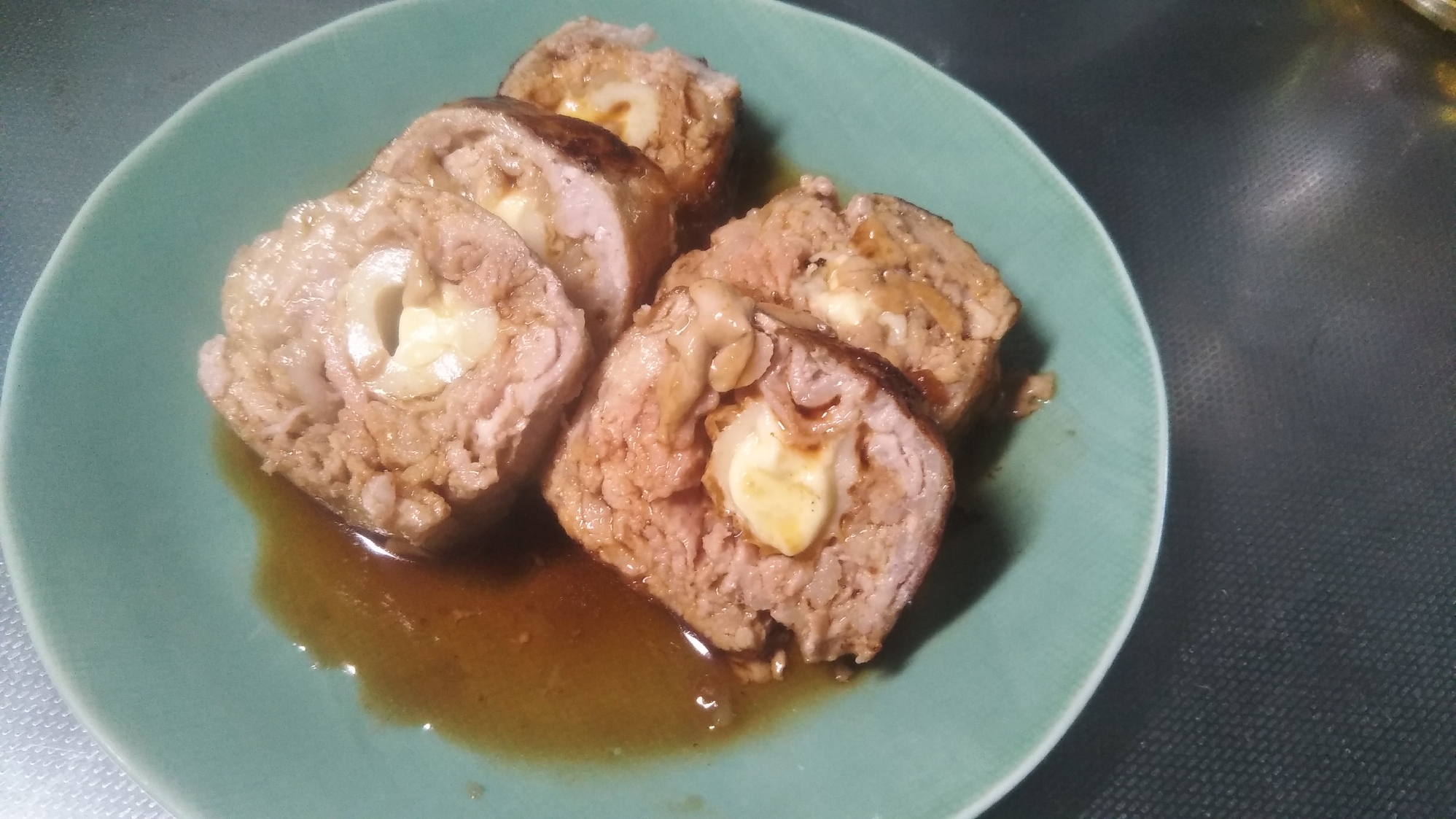 クリームチーズとちくわの豚コマ巻き