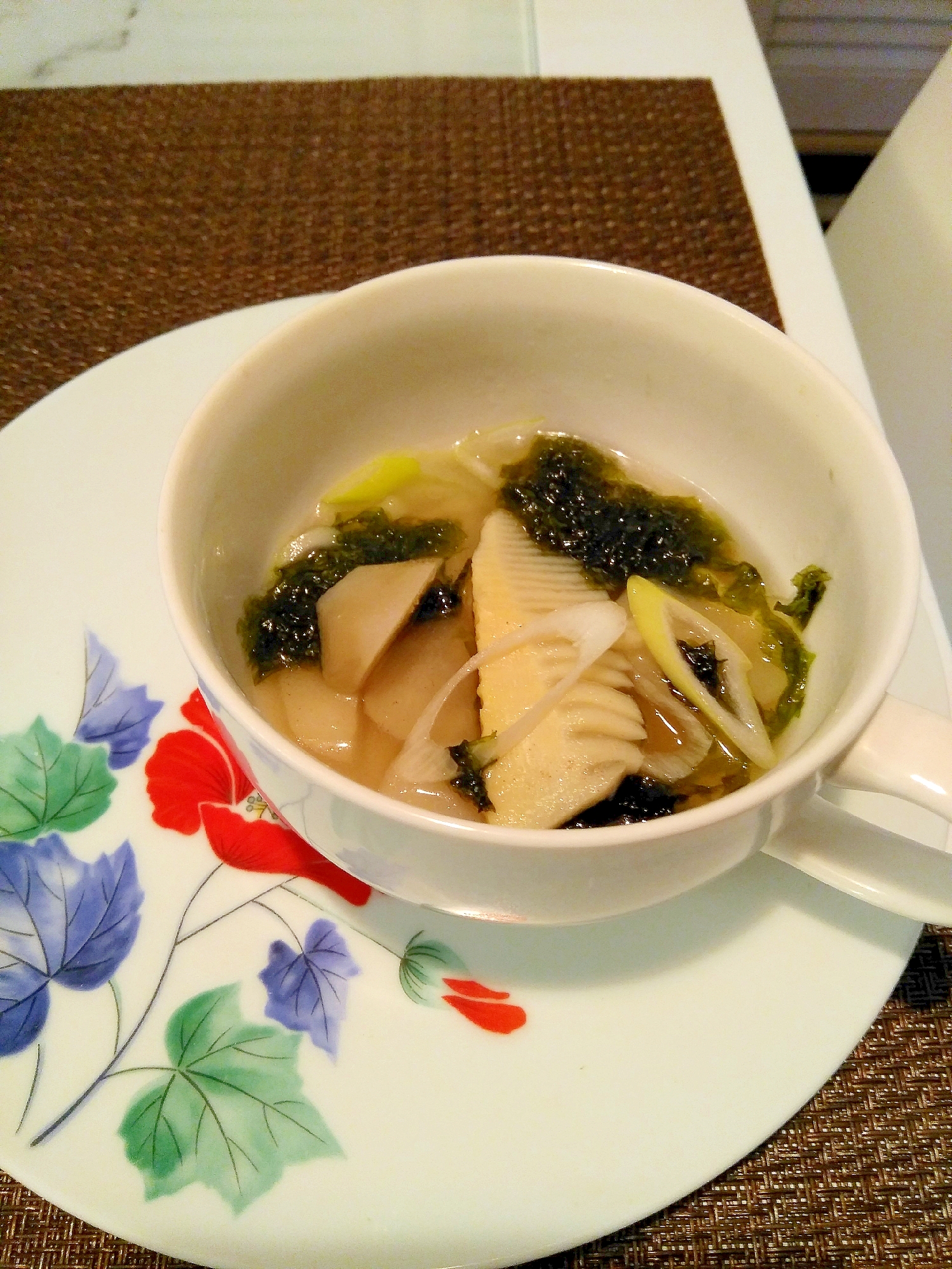 菊芋と筍の中華風のりスープ