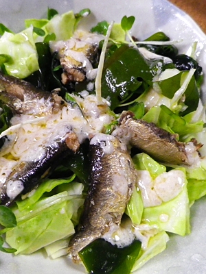 キャベツワカメいわしサラダ