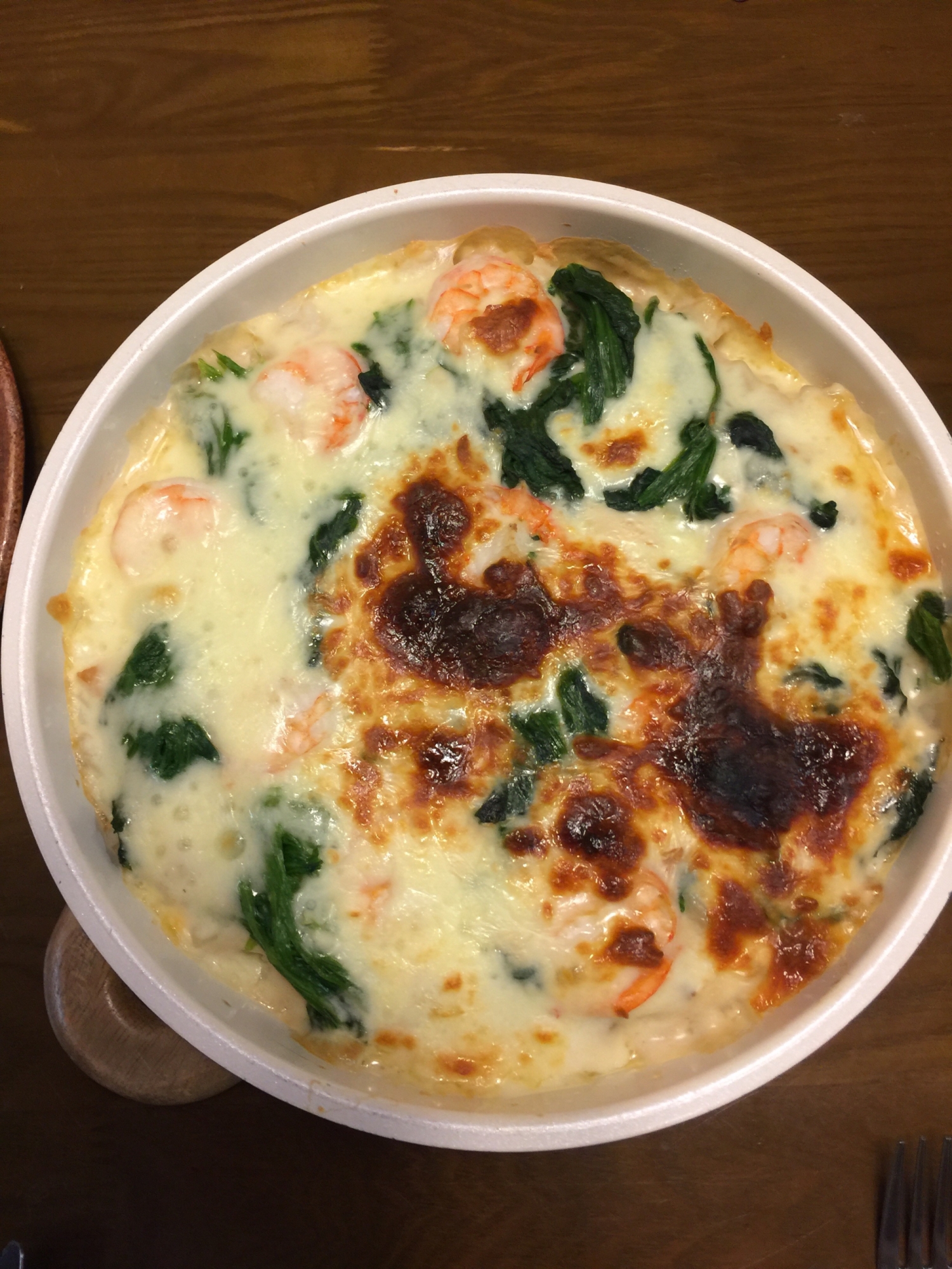 エビとほうれん草のドリア