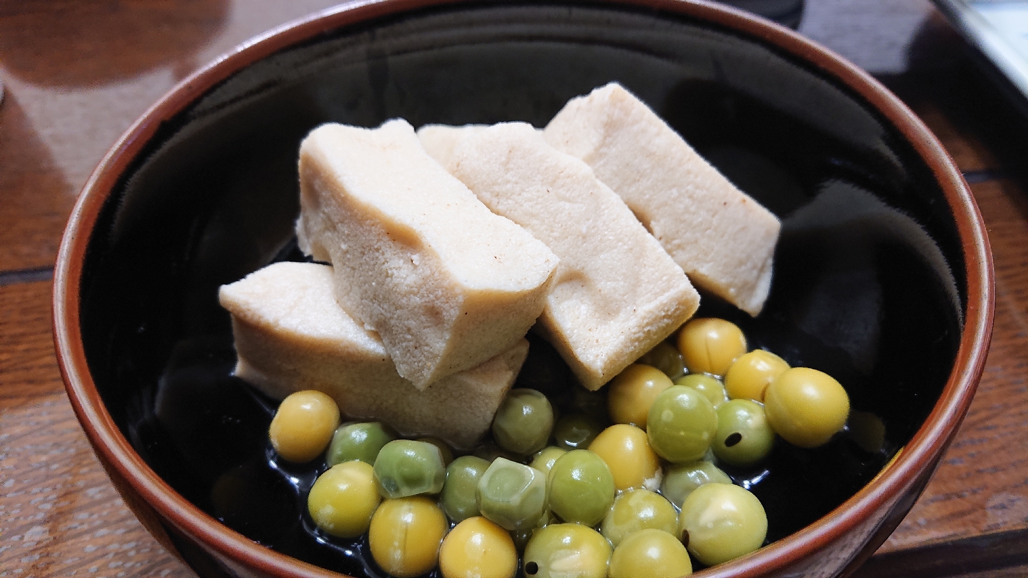 青豆と高野豆腐の含め煮