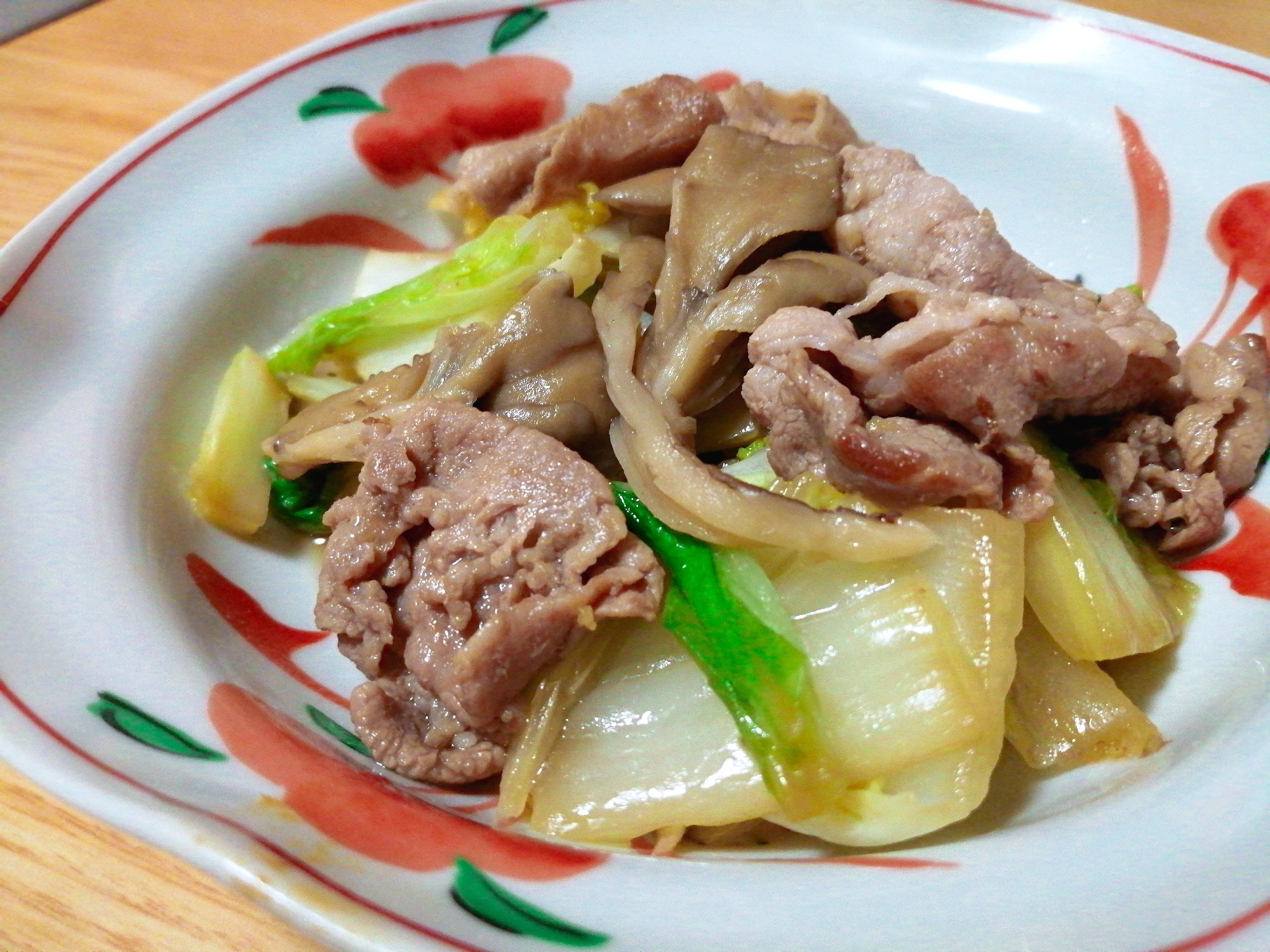 豚肉と白菜と舞茸の生姜風味炒め