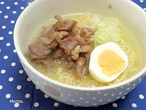 ニンニク風味♪塩炒めの砂肝の塩ラーメン