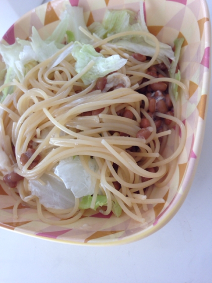 レタスと納豆のポン酢パスタ