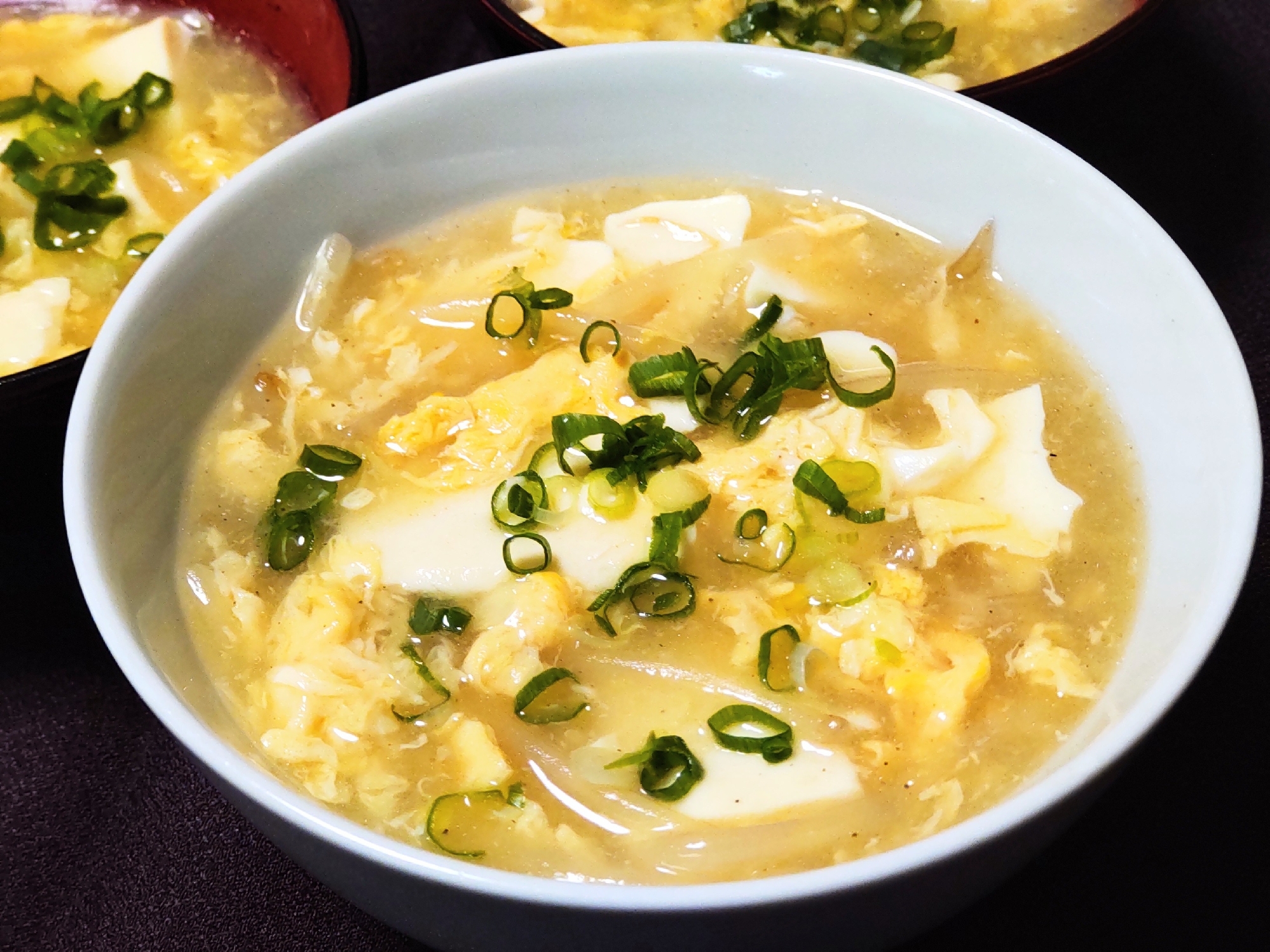 簡単に♪豆腐とモヤシと卵の中華スープ