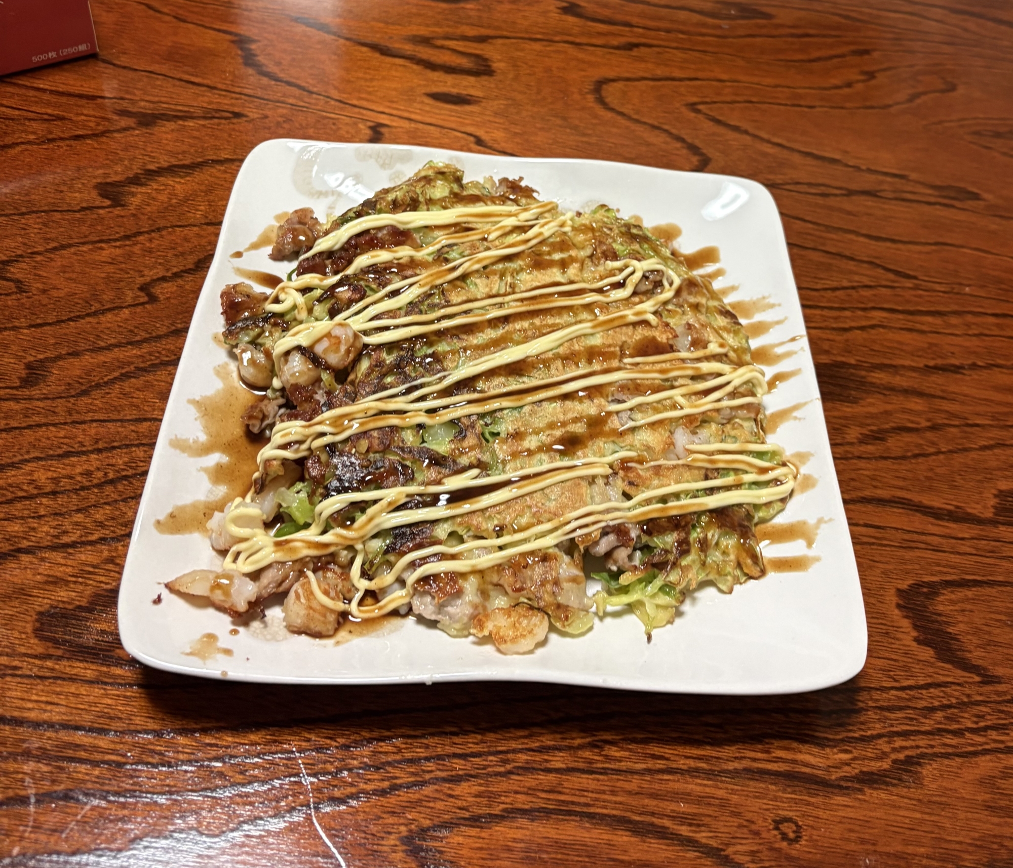 キャベツたっぷり♡豚こま肉と海老のお好み焼き