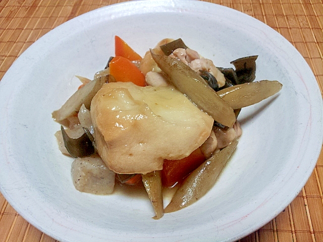 もっちり、手焼き麩と鶏肉の煮物