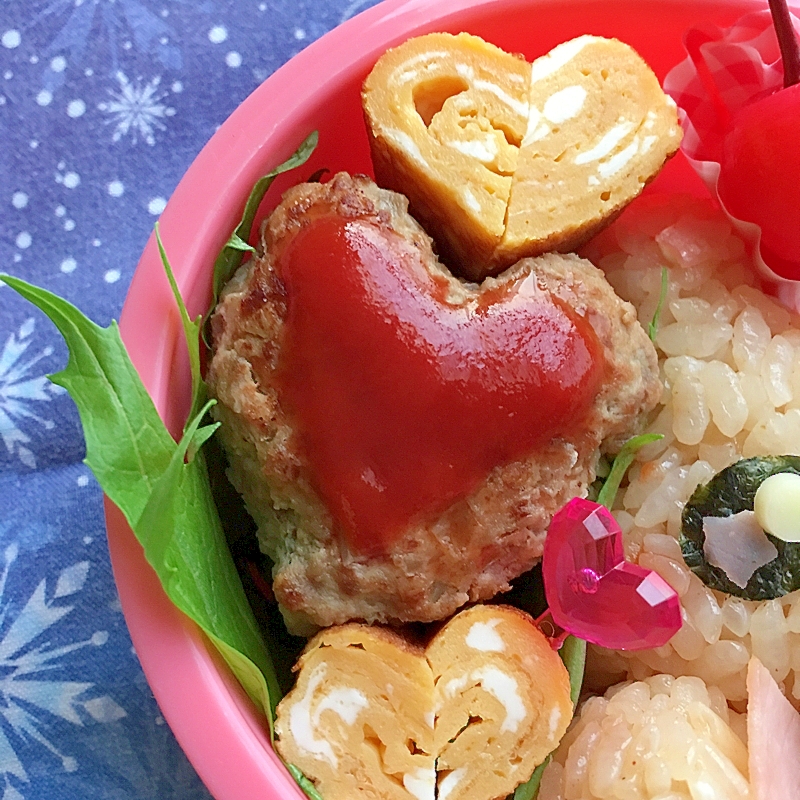 お弁当おかず♪♪ミニハートハンバーグケチャップ味♡