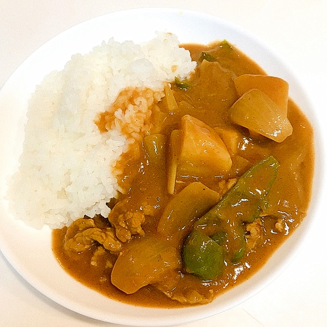 牛肉パワーで♪ピーマンとじゃがいものカレーライス