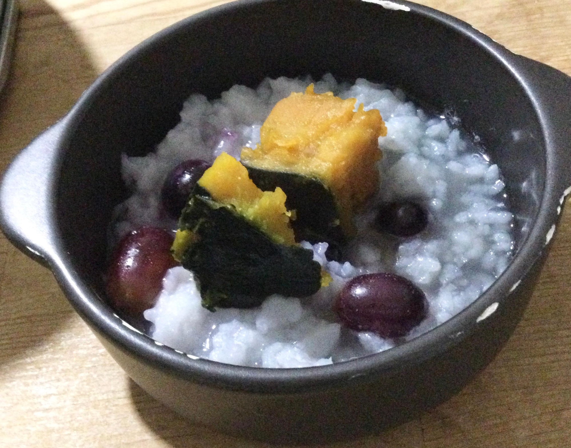 かぼちゃ乗せ☆ぶどうブルーベリーご飯♪