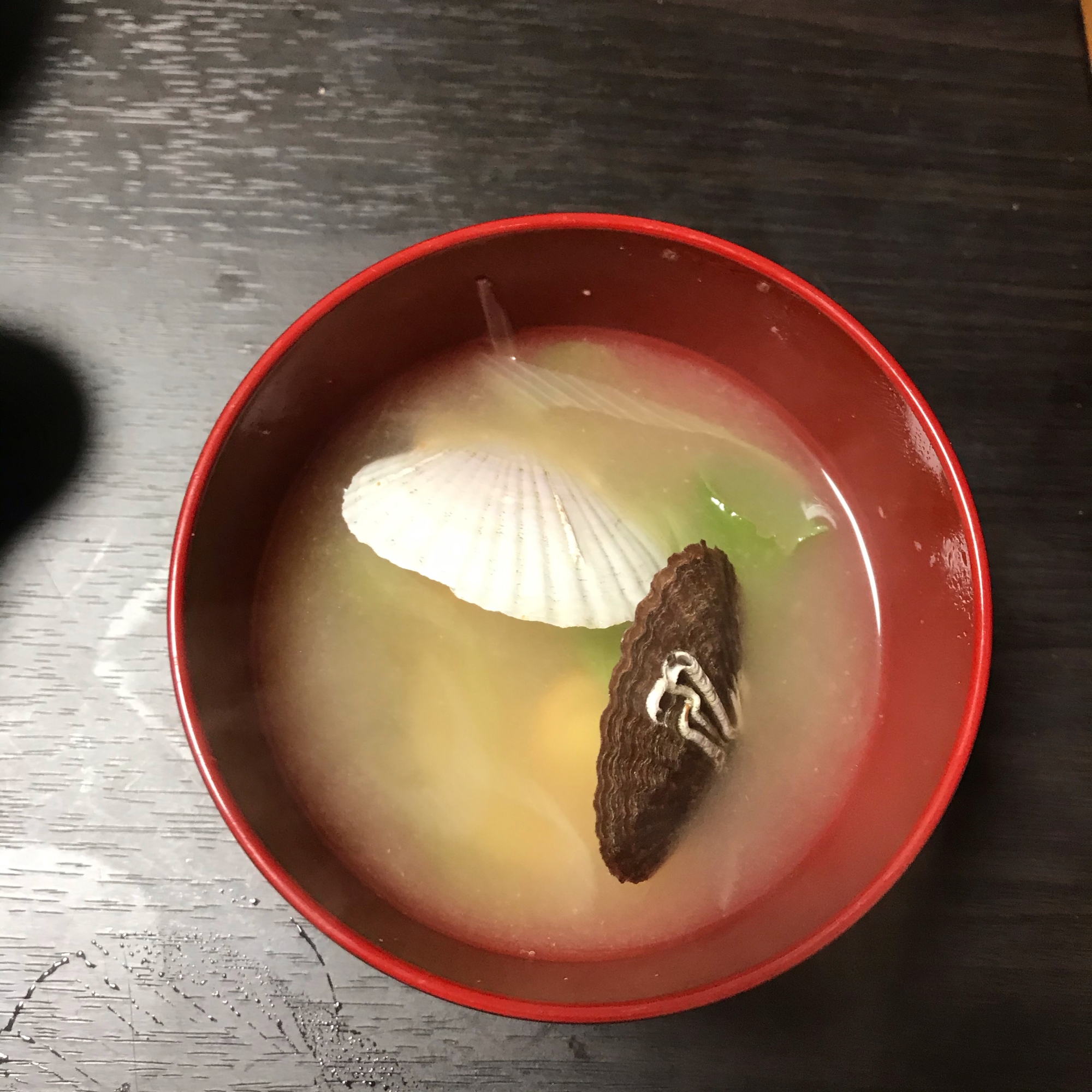 帆立の稚貝の味噌汁