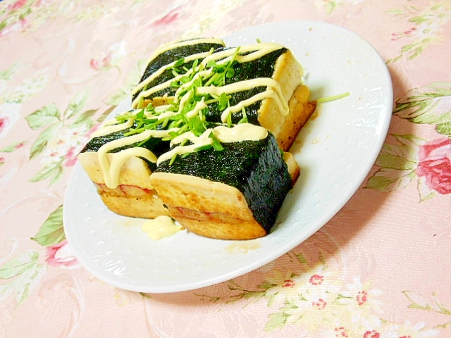❤豆腐とチーズとカニかまの海苔巻きサンド❤