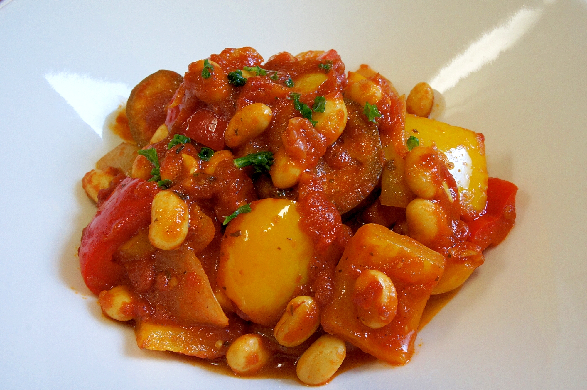 カレー風味♪お豆のラタトゥイユ