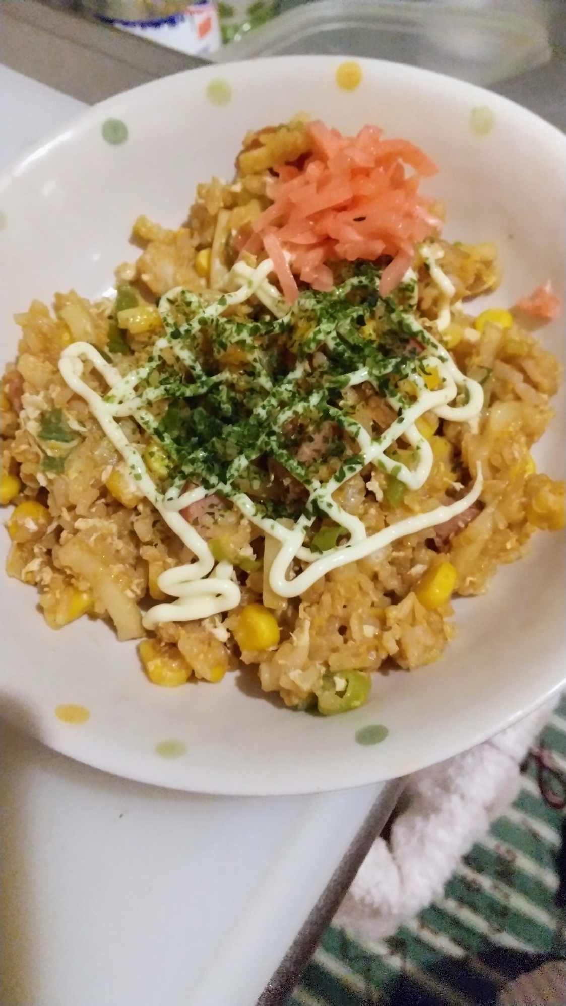 お好み焼きソースでうどん飯(*^^*)