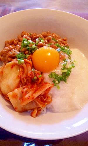 激ウマ！とろろ納豆キムチ丼♪