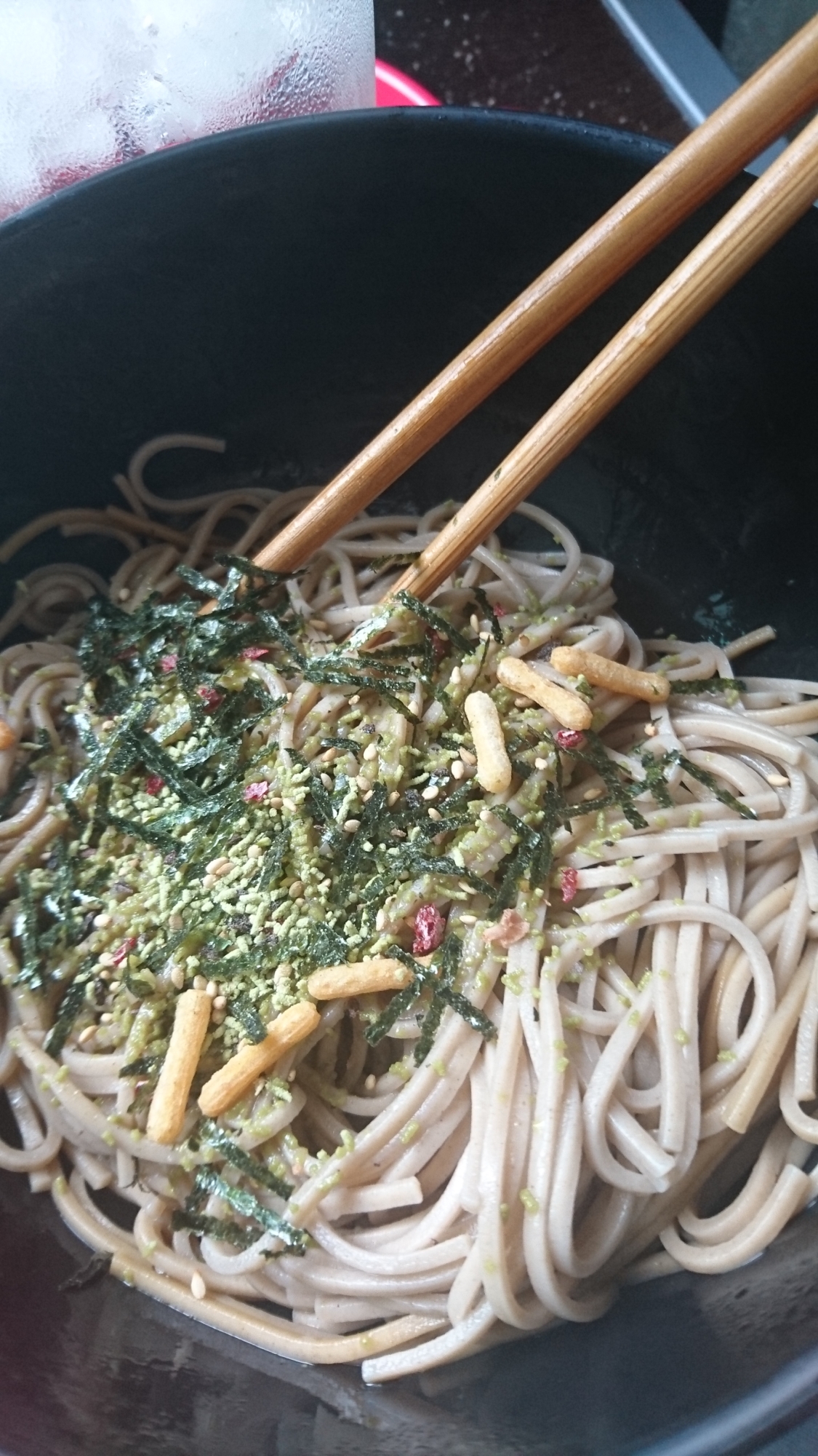 お茶漬けの素で蕎麦☆一人ランチ