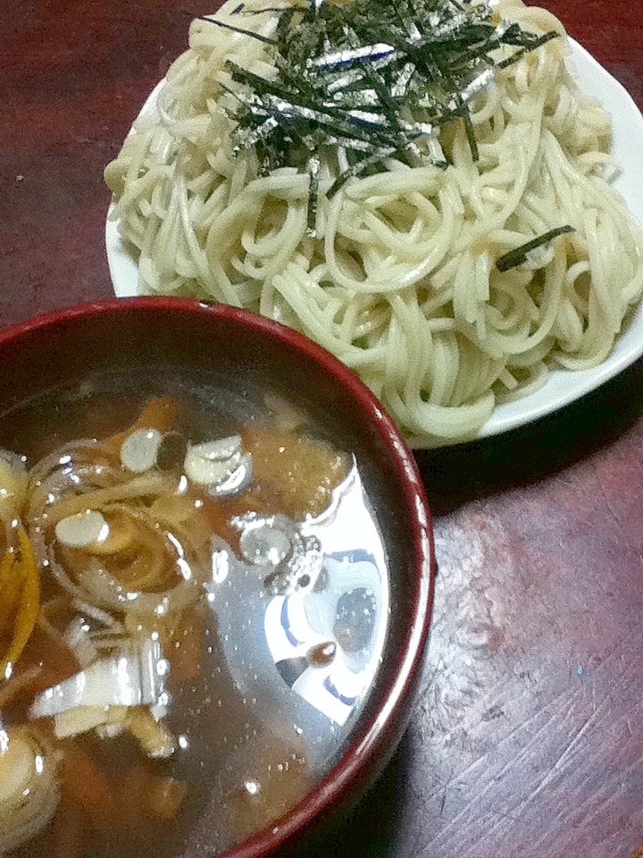 欲張り具沢山☆もりそば【鶏＆なめこ＆油揚げ】