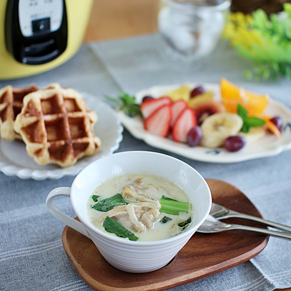 ＼大同電鍋レシピ／鶏肉と青梗菜のミルクスープ