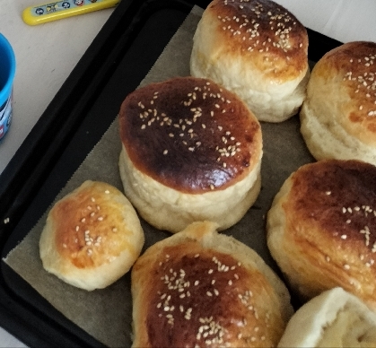 スタンドミキサーで時短！ハンバーガ用手作りバンズ♪