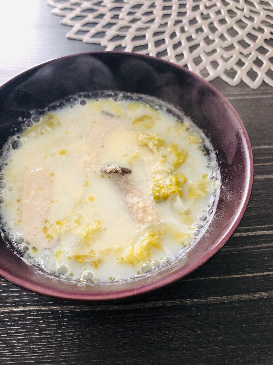 白菜とエリンギの洋風豆乳スープ