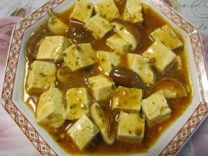 椎茸の入った美味しい麻婆豆腐
