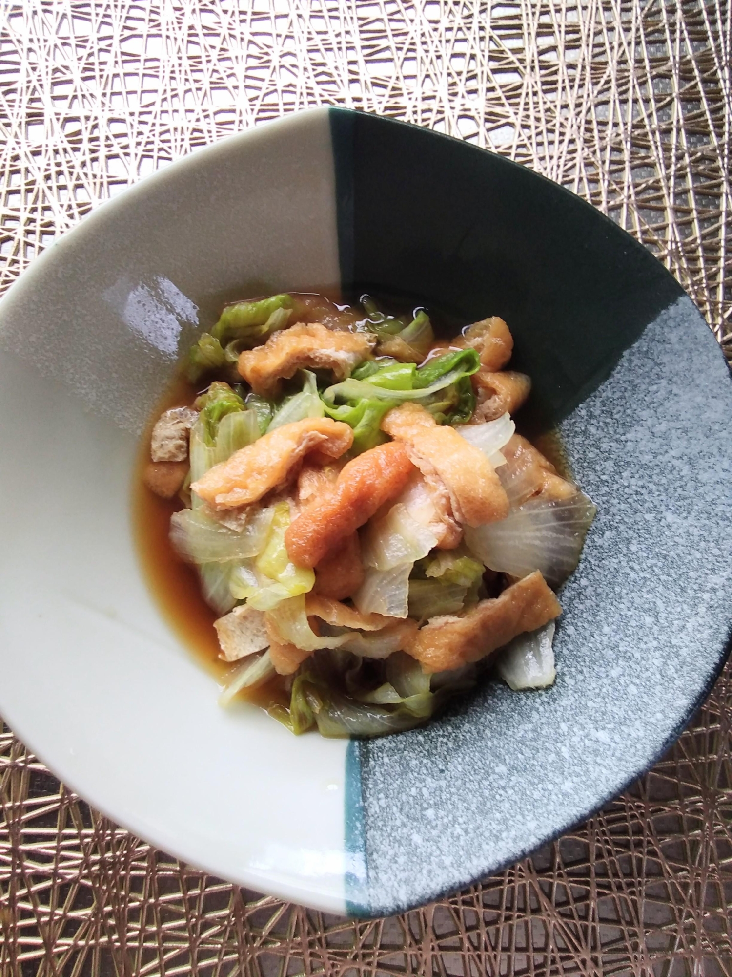 食物繊維たっぷりレタス☆レタスと油揚げの煮浸し