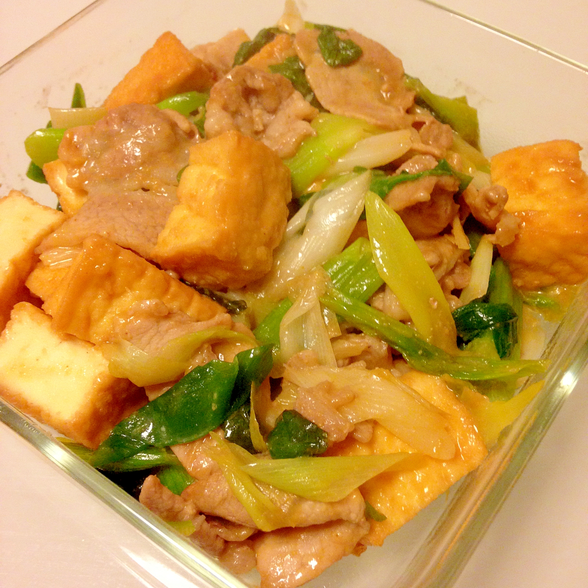 ♡ご飯が進む 厚揚げ 白ネギ 豚肉 味噌炒め♡