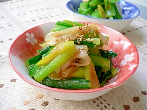 小松菜と葱のからし醤油和え