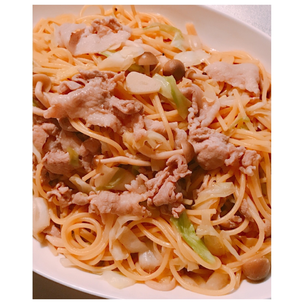 節約に♡たっぷりキャベツ&豚こま肉の焼肉パスタ♪